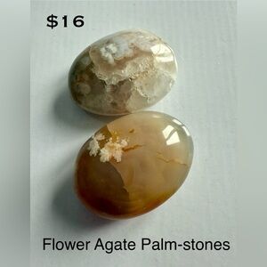 Polished Flower Agate Palm Stones